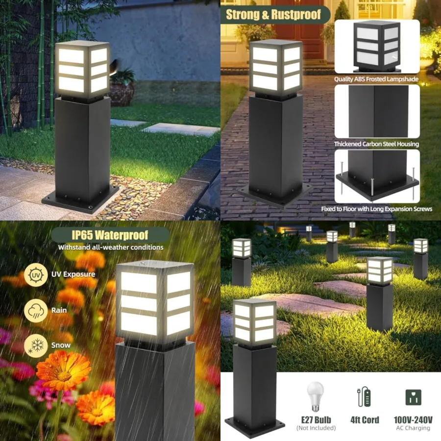 24" Landscape Path Lights, Modern Outdoor Bollard Lights with E26/E27 Base, IP65 Waterproof Thickened Heavy Duty Steel Path Lig
24" Landscape Path Lights, Modern Outdoor Bollard Lights with E26/E27 Base, IP65 Waterproof Thickened Heavy Duty Steel Path Lig