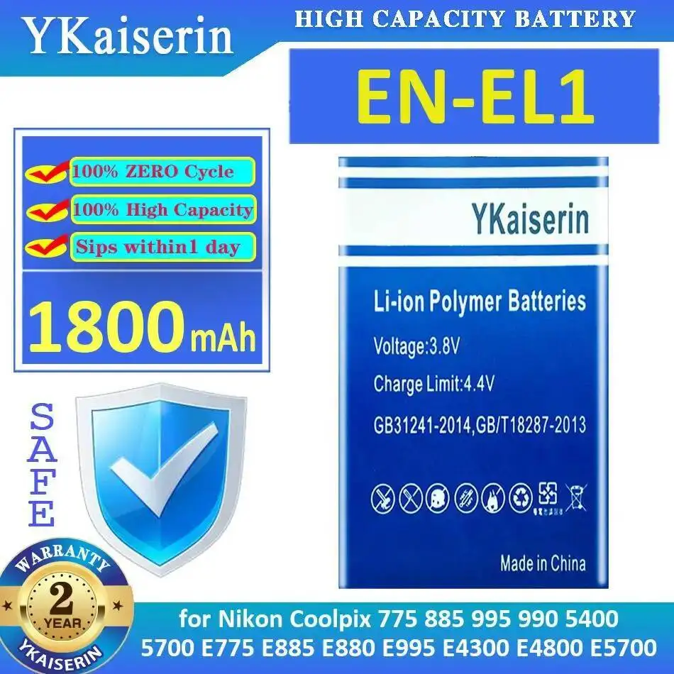 For Nikon Coolpix 775 885 995 990 5400 5700 E775 E885 E880 E995 E4300 E4800 E5700 Safe EN-EL1 1800Mah Camera Battery
For Nikon Coolpix 775 885 995 990 5400 5700 E775 E885 E880 E995 E4300 E4800 E5700 Safe EN-EL1 1800Mah Camera Battery