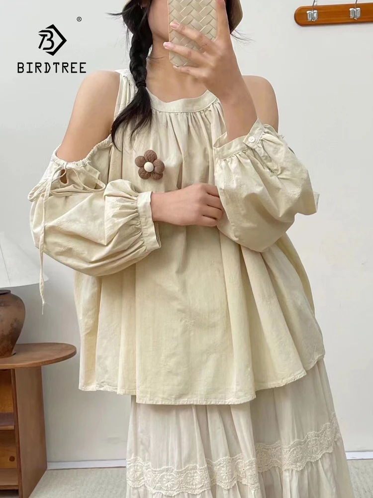 New 2025 Spring Cotton Long Sleeve Shirt, Women O Neck Lace-up Tops, Mori Girl French Sweet Off Shoulder Loose Blouse T51534CC
New 2025 Spring Cotton Long Sleeve Shirt, Women O Neck Lace-up Tops, Mori Girl French Sweet Off Shoulder Loose Blouse T51534CC