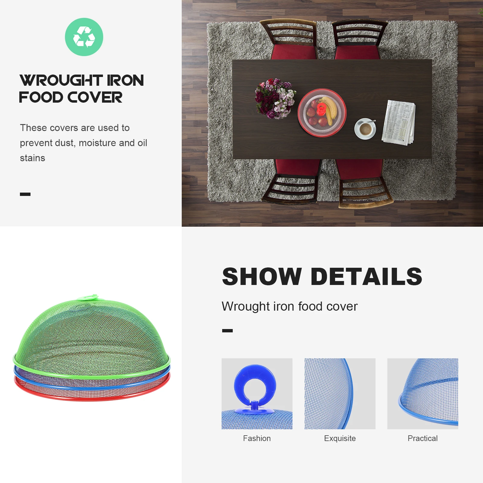 3Pcs Wrought Iron Food Covers Mesh Dust Covers Outdoor Picnic Tents Creative Vegetable Picnic Food Tents Dessert Display Cover
3Pcs Wrought Iron Food Covers Mesh Dust Covers Outdoor Picnic Tents Creative Vegetable Picnic Food Tents Dessert Display Cover