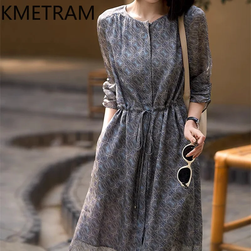 KMETRAM 100% Mulberry Silk Dresses Woman Floral Elegant Dresses for Woman Clothes High Quality Mid Length Summer Dress 2025 New
KMETRAM 100% Mulberry Silk Dresses Woman Floral Elegant Dresses for Woman Clothes High Quality Mid Length Summer Dress 2025 New