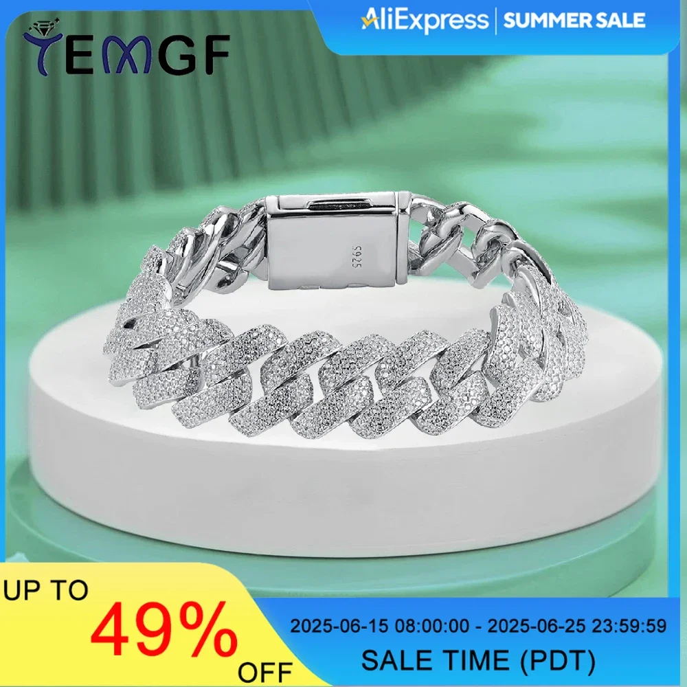 TEMGF S925 Sterling Silver Cuban Chain Hip Hop Thick Bracelet for Men 1.4mm Full Zircon Inlay Sparkling Trendy Cool Fine Jewelry
TEMGF S925 Sterling Silver Cuban Chain Hip Hop Thick Bracelet for Men 1.4mm Full Zircon Inlay Sparkling Trendy Cool Fine Jewelry