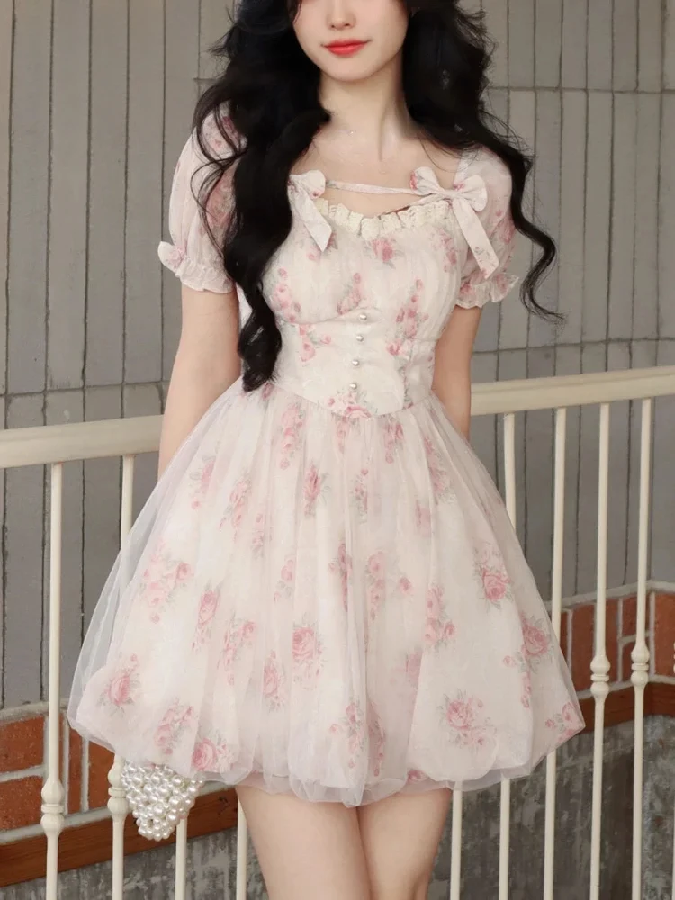 Lolita Pink Y2k Mini Dress Woman Beach Short Sleeve Floral Dress New Korean Fashion Casual Sweet Short Party Dress Summer
Lolita Pink Y2k Mini Dress Woman Beach Short Sleeve Floral Dress New Korean Fashion Casual Sweet Short Party Dress Summer