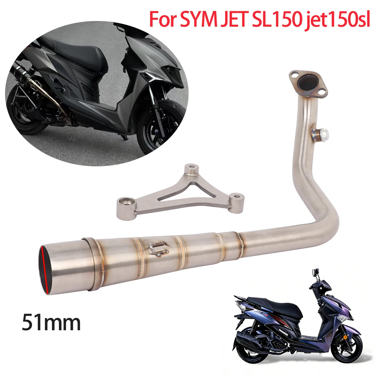 51mm Slip-On Exhaust Header Front Pipe For SYM JET SL 150 JET150SL Racing Modified Escape Moto System
51mm Slip-On Exhaust Header Front Pipe For SYM JET SL 150 JET150SL Racing Modified Escape Moto System