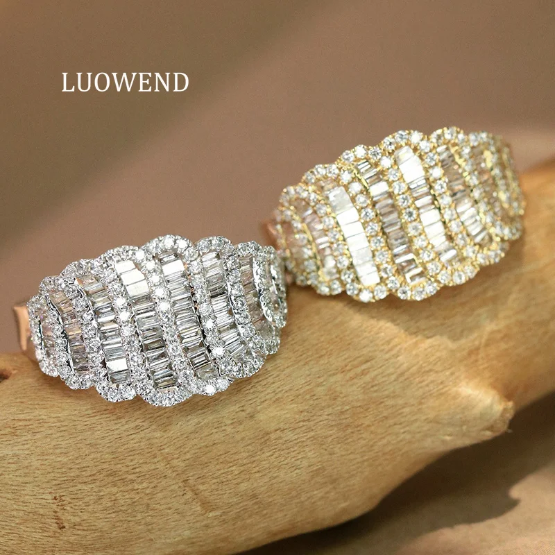 LUOWEND 100% 18K White/Yellow Gold Rings Fashion Design Real Natural Diamond Engagement Ring for Women High Wedding Jewelry
LUOWEND 100% 18K White/Yellow Gold Rings Fashion Design Real Natural Diamond Engagement Ring for Women High Wedding Jewelry
