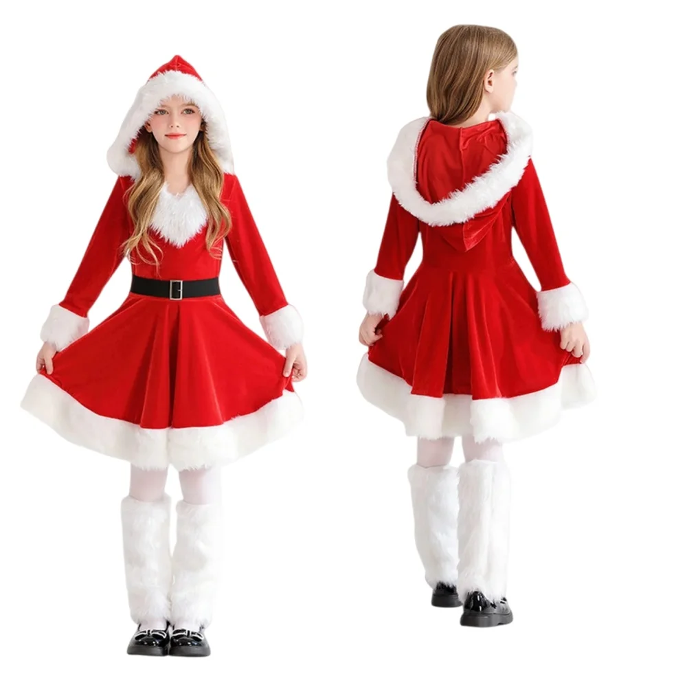Girls' Red Christmas Dress Long Sleeve Fur Collar Hooded A-line Dress Party Dresses Cosplay Dress Christmas Children's Clothing
Girls' Red Christmas Dress Long Sleeve Fur Collar Hooded A-line Dress Party Dresses Cosplay Dress Christmas Children's Clothing