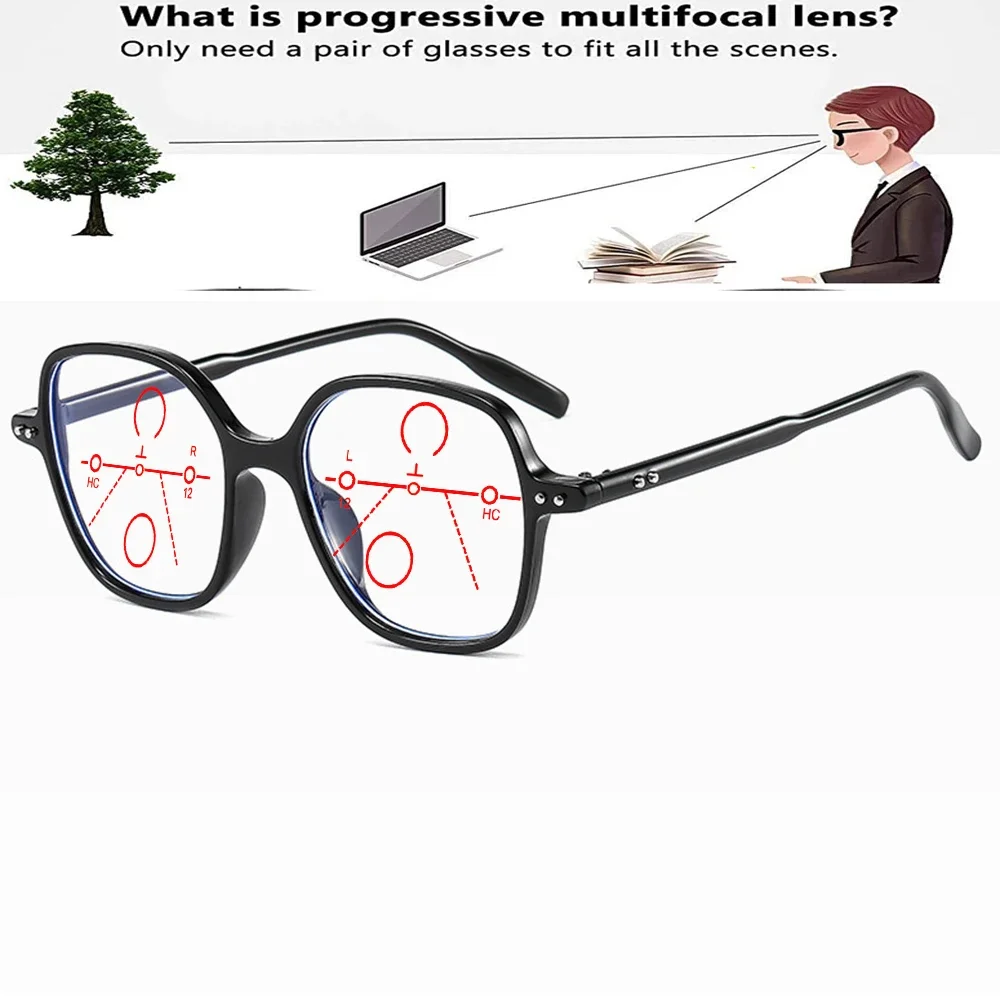 Black Oversized Round Vintage TR90 Full-rim Comfortable Progressive Multifocal Reading Glasses +0.75 To +4
Black Oversized Round Vintage TR90 Full-rim Comfortable Progressive Multifocal Reading Glasses +0.75 To +4