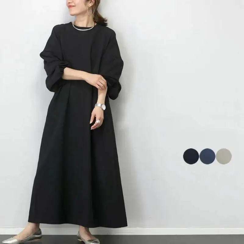 Japanese Women's Dress Spring and Autumn New Loose Casual Slimming Round Neck Long Sleeve Pullover Long Dress Women Elegant
Japanese Women's Dress Spring and Autumn New Loose Casual Slimming Round Neck Long Sleeve Pullover Long Dress Women Elegant
