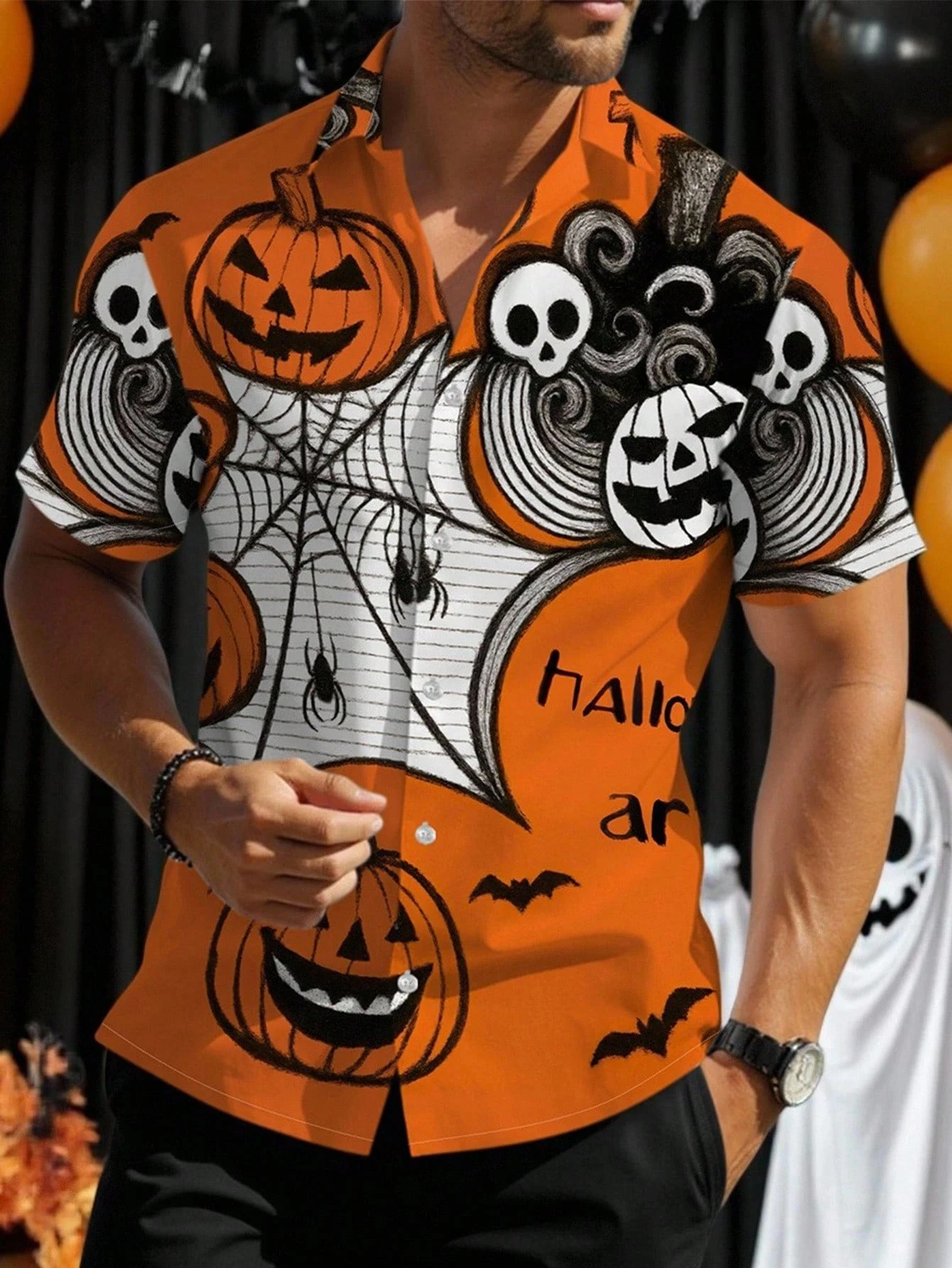2025 Хэллоуин, мужская рубашка на пуговицах, модная рубашка на пуговицах с рисунком тыквы и черепа, одежда, рубашки с отложным воротником для мужчин
2025 Хэллоуин, мужская рубашка на пуговицах, модная рубашка на пуговицах с рисунком тыквы и черепа, одежда, рубашки с отложным воротником для мужчин