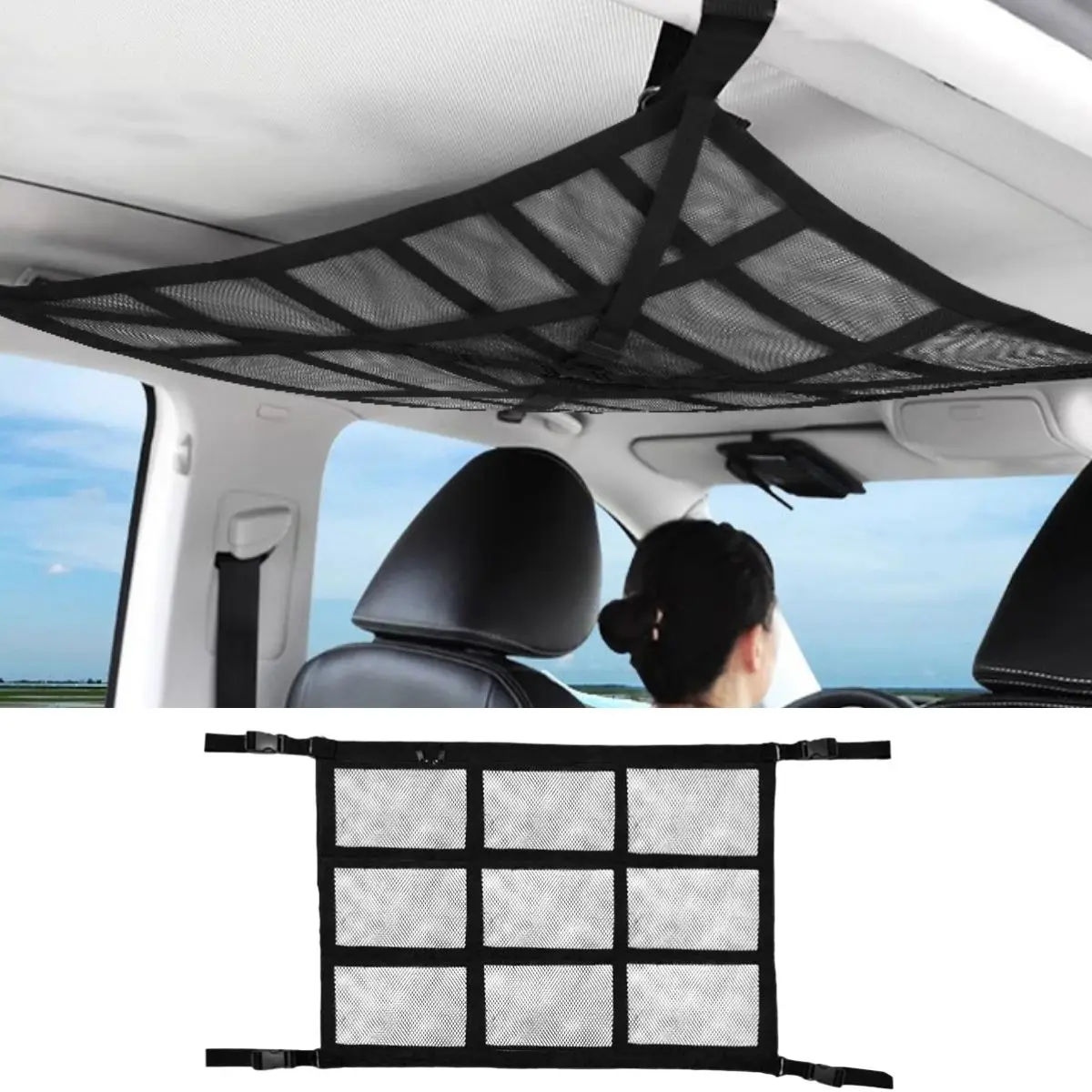 Upgrade Car Ceiling Cargo Net Pocket with Zip Double Layers Cargo Bag for Toy Quilts Tickets Suitable for SUVs Road Trips
Upgrade Car Ceiling Cargo Net Pocket with Zip Double Layers Cargo Bag for Toy Quilts Tickets Suitable for SUVs Road Trips