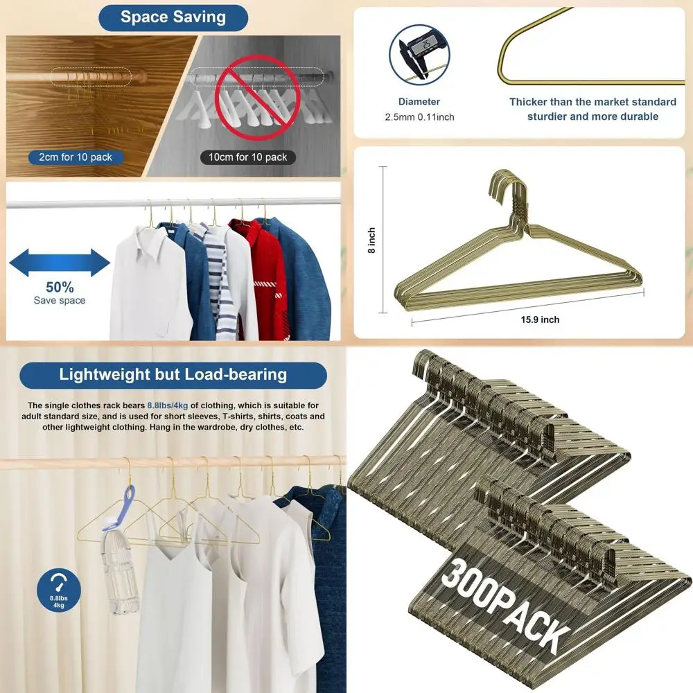 300 Pack Bronze 16 Inch Non-Slip Ultra Thin Wire Hangers for Suits, Coats, Shirts, Pants, Skirts
300 Pack Bronze 16 Inch Non-Slip Ultra Thin Wire Hangers for Suits, Coats, Shirts, Pants, Skirts