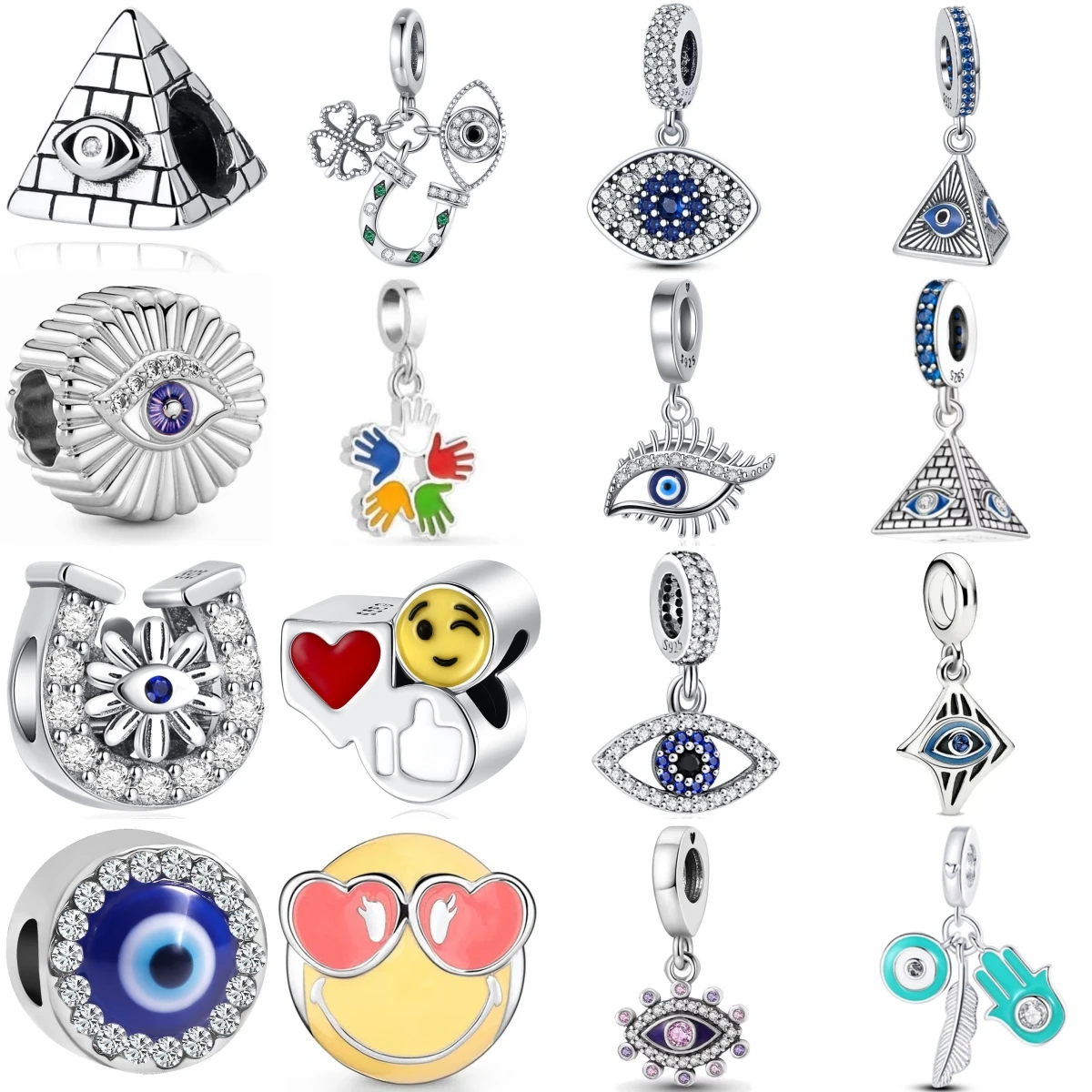 925 Sterling Silver Charm Pyramid Horseshoe Clover Feather Smiley FaceHeart Lucky Protection Amulet Women DIY Jewelry Gift
925 Sterling Silver Charm Pyramid Horseshoe Clover Feather Smiley FaceHeart Lucky Protection Amulet Women DIY Jewelry Gift