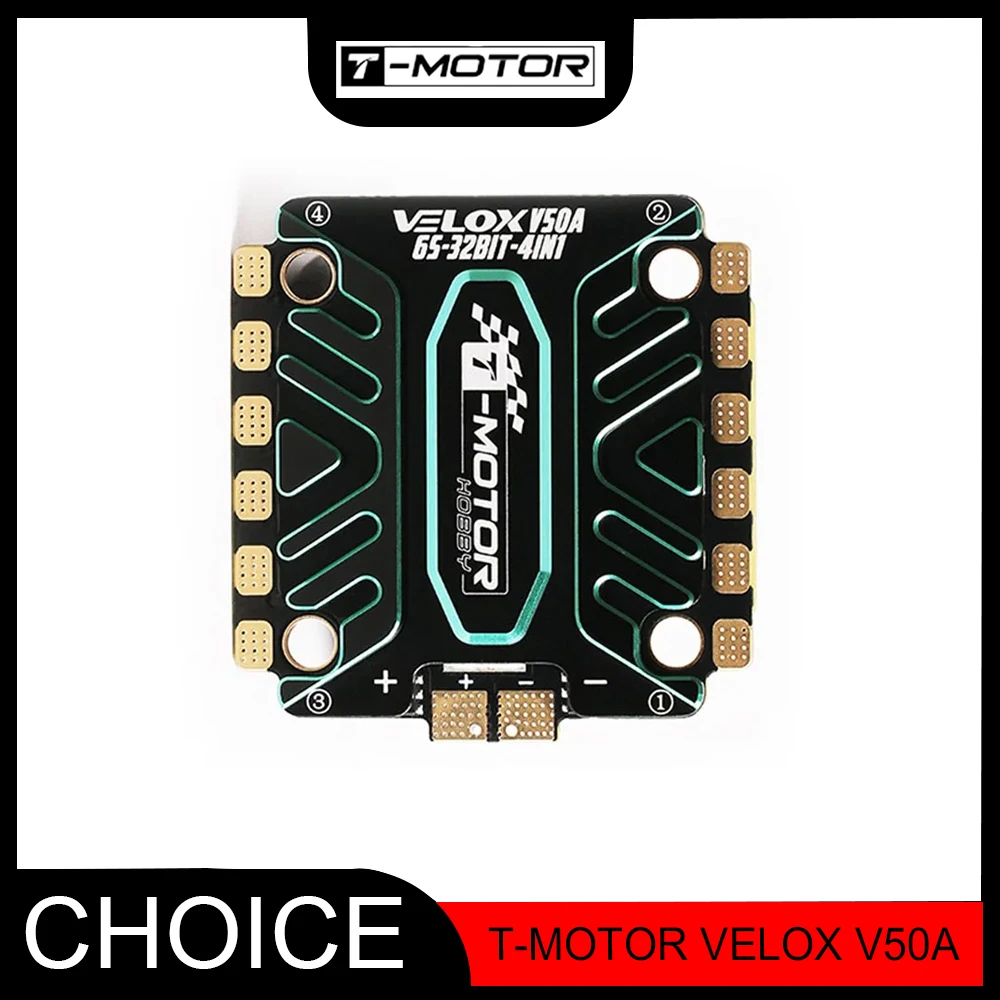 T-Motor VELOX V50A BLHELI32 4in1 ESC – 3-6S w/T4 Firmware | 30.5×30.5mm for FPV Racing Drones
T-Motor VELOX V50A BLHELI32 4in1 ESC – 3-6S w/T4 Firmware | 30.5×30.5mm for FPV Racing Drones
