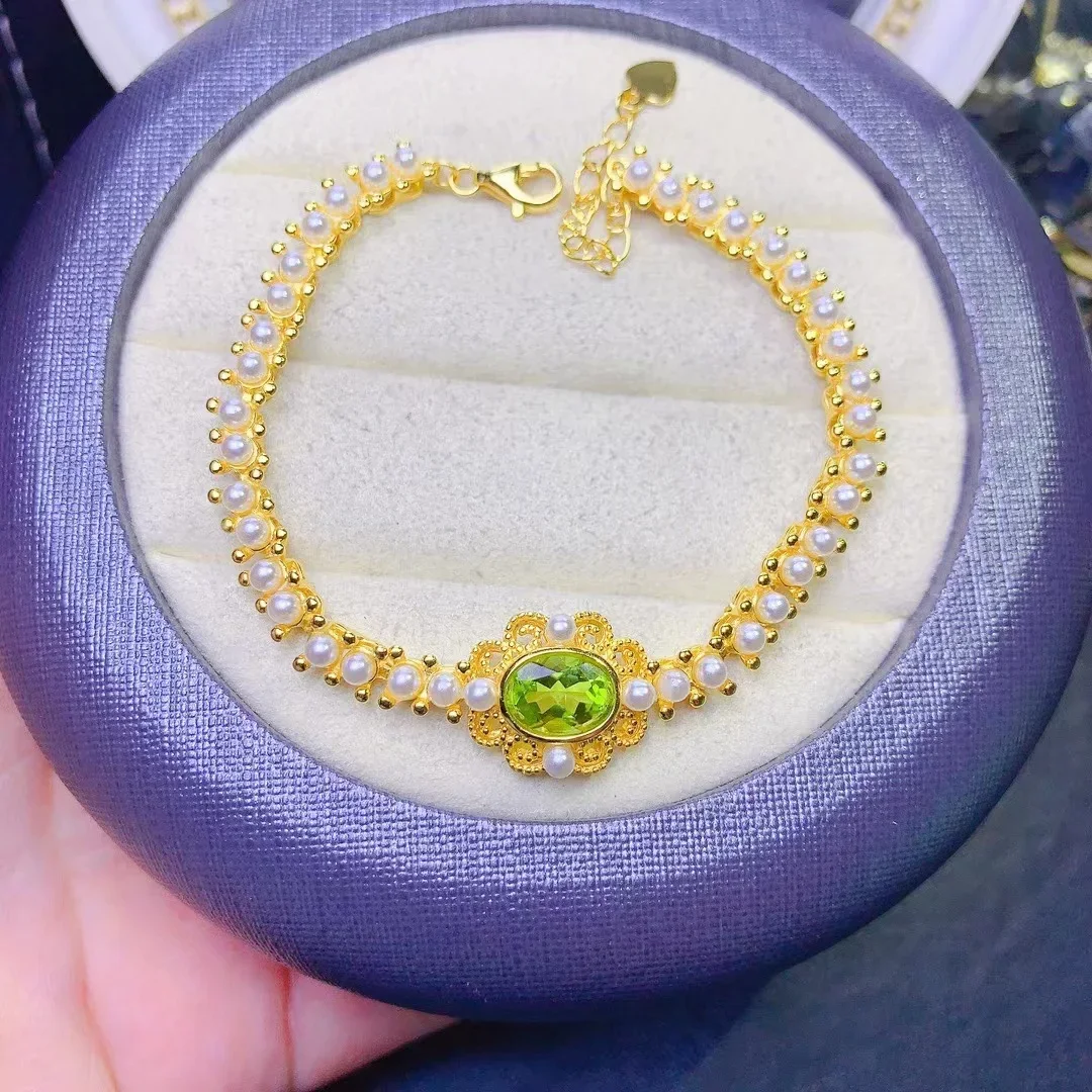 Natural Peridot Bracelet with Stone Pearl 925 Sterling Silver Women's Bracelet Carrying Certificate Luxury Jewelry Designer
Natural Peridot Bracelet with Stone Pearl 925 Sterling Silver Women's Bracelet Carrying Certificate Luxury Jewelry Designer