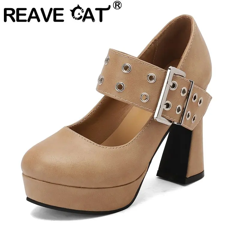 REAVE CAT Gray Female Pumps Round Toe 10.5cm Block Heel 2.5cm Platform Buckle Strap Plus Size 44 45 Sexy Dating Mary Jane Shoes
REAVE CAT Gray Female Pumps Round Toe 10.5cm Block Heel 2.5cm Platform Buckle Strap Plus Size 44 45 Sexy Dating Mary Jane Shoes