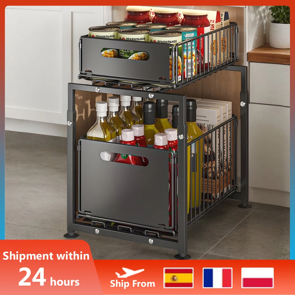 2-Tier Kitchen Storage Shelf Pull Out Cabinet Organizer under Sink Storage Rack Spice Jar Organizer Drawers with Sliding Feature
2-Tier Kitchen Storage Shelf Pull Out Cabinet Organizer under Sink Storage Rack Spice Jar Organizer Drawers with Sliding Feature