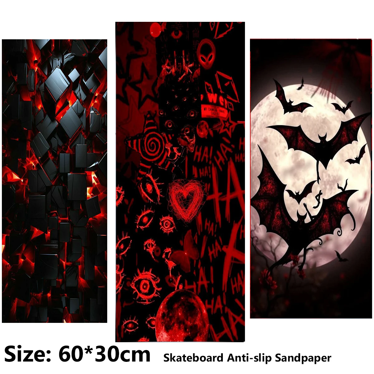 Electric Scooter Anti-slip Sticker Sandpaper Skateboard GripTape Sheet 60*30cm Heterosexual Square Heart-shaped Bat Pattern
Electric Scooter Anti-slip Sticker Sandpaper Skateboard GripTape Sheet 60*30cm Heterosexual Square Heart-shaped Bat Pattern