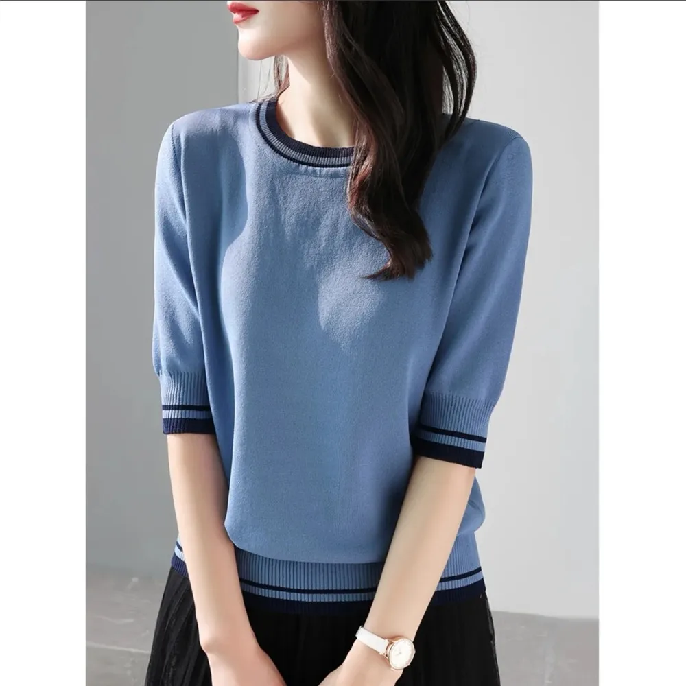 Pullovers Short Sleeves Women Jumpers Knitted Patchwork Summer 2022 Gentle Lady Stylish Loose All Match Slim Black Casual Tops
Pullovers Short Sleeves Women Jumpers Knitted Patchwork Summer 2022 Gentle Lady Stylish Loose All Match Slim Black Casual Tops
