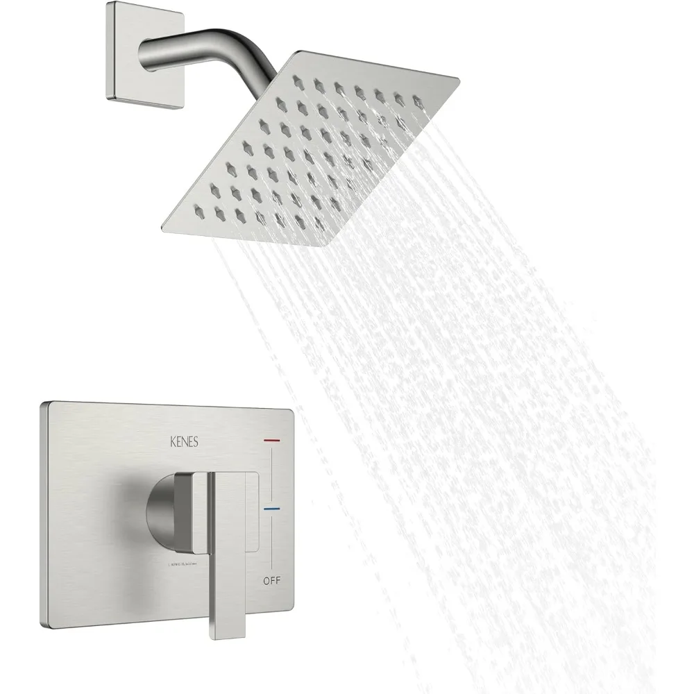 Brushed Nickel Shower Trim Kit, Square Showers Faucet with Single-Spray Stainless Rain Showers Head, Shower Faucets
Brushed Nickel Shower Trim Kit, Square Showers Faucet with Single-Spray Stainless Rain Showers Head, Shower Faucets