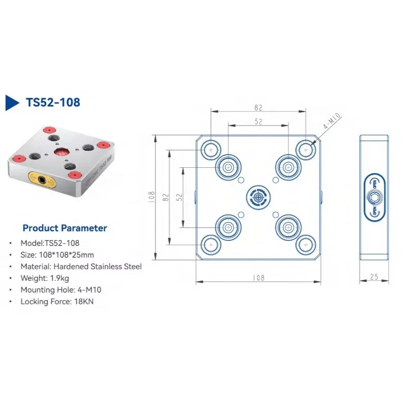 Manual Zero Point Clamping Precision Type TS52-96 Converter Plate Fixture Self Centering Vise
Manual Zero Point Clamping Precision Type TS52-96 Converter Plate Fixture Self Centering Vise
