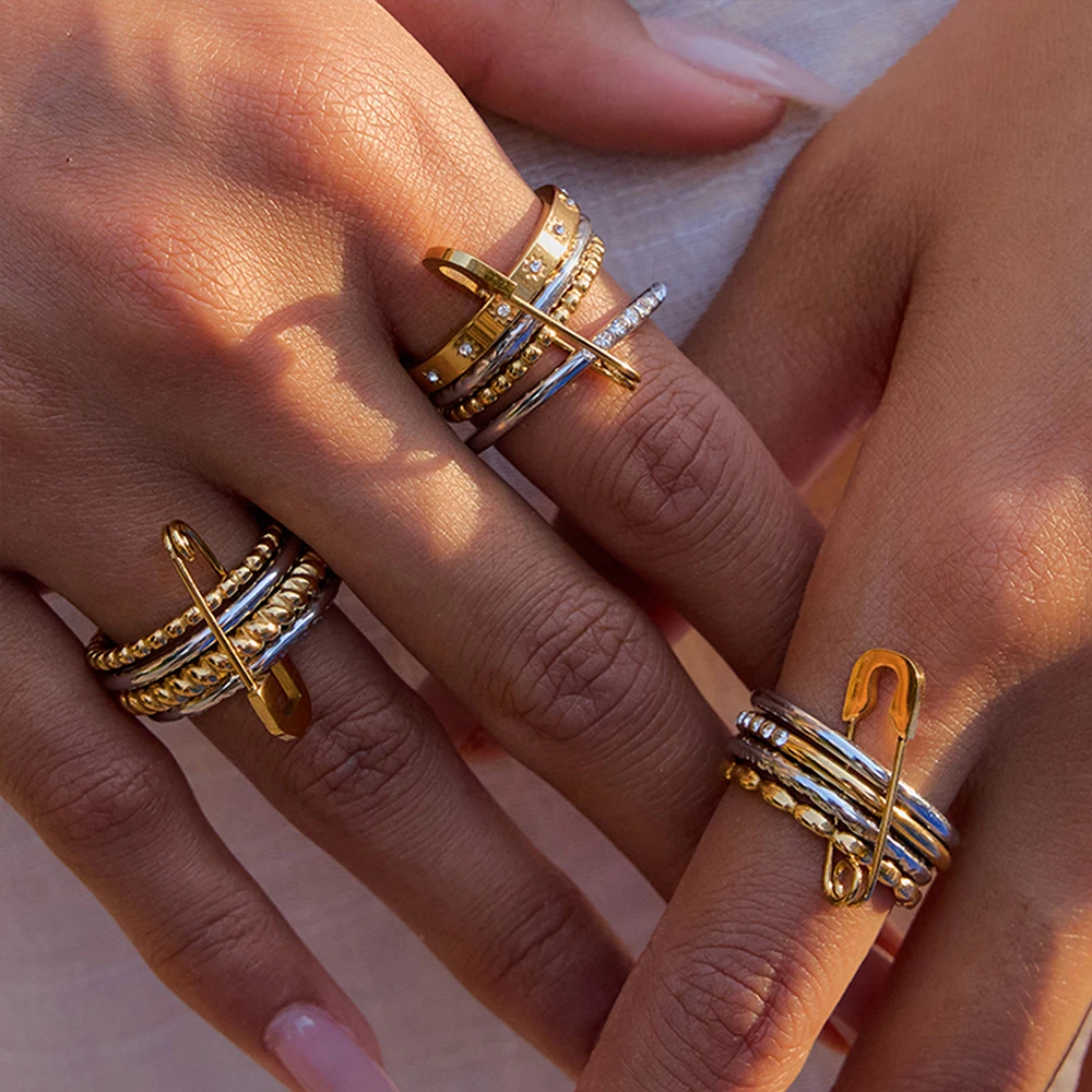 ENFASHION Anillos Art Zircon Pin Ring For Women Stainless steel 18K Plated Gold Fashion Hight Street Jewelry R254527 R254528
ENFASHION Anillos Art Zircon Pin Ring For Women Stainless steel 18K Plated Gold Fashion Hight Street Jewelry R254527 R254528