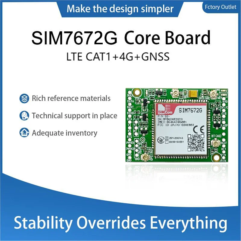 SIMcom SIM7672G Double-row needle Core Board With antenna SIM7672G-MNGV Global band 4G LTE CAT1 Module Support GNSS Modem Board
SIMcom SIM7672G Double-row needle Core Board With antenna SIM7672G-MNGV Global band 4G LTE CAT1 Module Support GNSS Modem Board