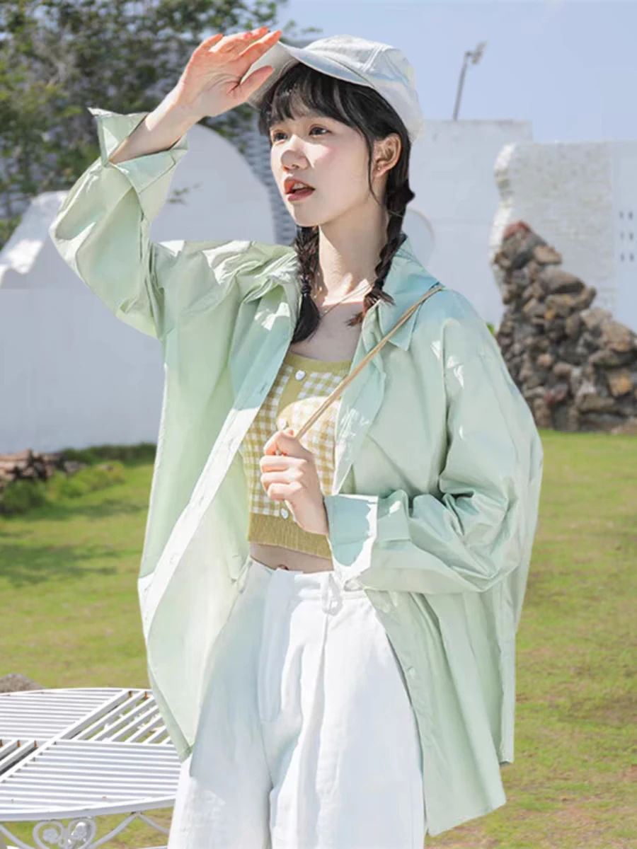 Green Sunscreen Shirts & Blouses Women's Spring Summer 2025 New Designer Jacket White Shirt Chic Blouse Female Clothing Stylish
Green Sunscreen Shirts & Blouses Women's Spring Summer 2025 New Designer Jacket White Shirt Chic Blouse Female Clothing Stylish