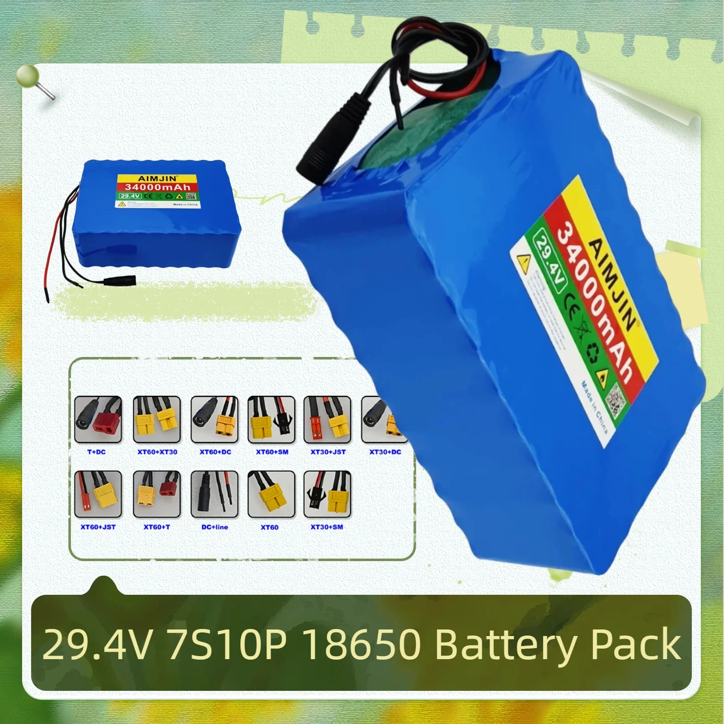 Large-Capacity 7S10P 18650 Lithium-Ion Battery 29.4V 34000mAh for Bicycle Replacement
Large-Capacity 7S10P 18650 Lithium-Ion Battery 29.4V 34000mAh for Bicycle Replacement