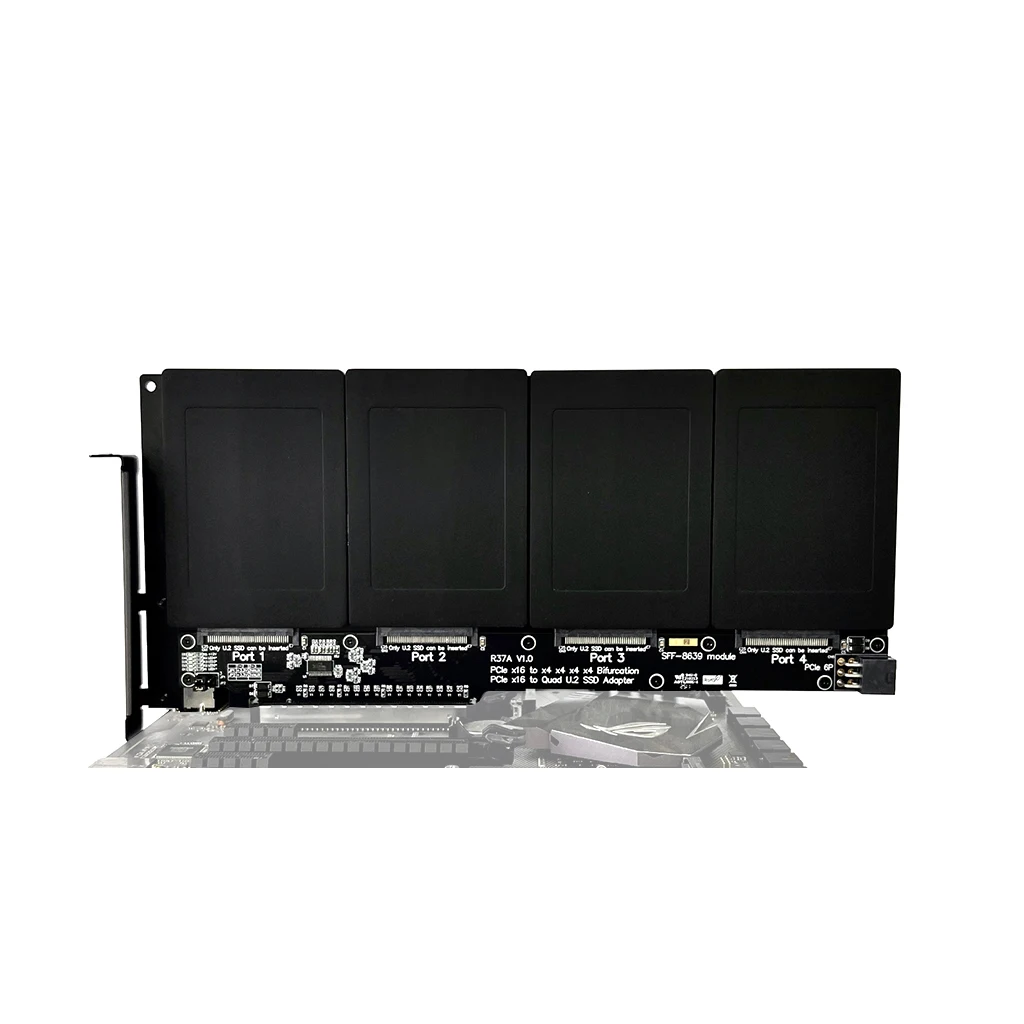 PCIe 5.0 X16 To 4-Port Bifurcation PCI-E Split Adapter Card 4-in-1 for U.2 SSD/EDSFF E1.S/E3.S Hard Disk Splitter Expansion Card
PCIe 5.0 X16 To 4-Port Bifurcation PCI-E Split Adapter Card 4-in-1 for U.2 SSD/EDSFF E1.S/E3.S Hard Disk Splitter Expansion Card