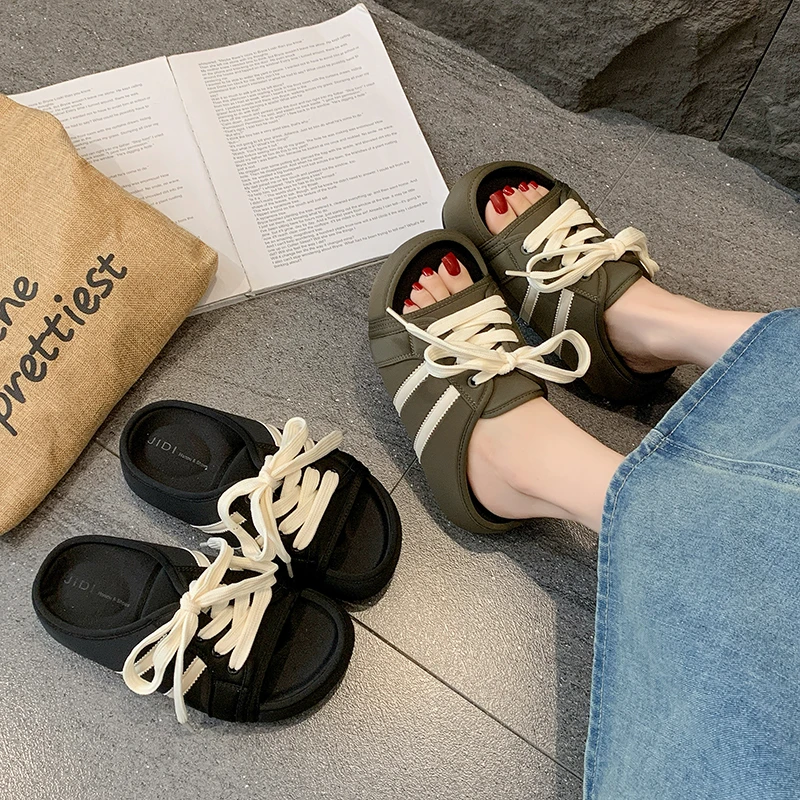 Summer Thick-soled Lace-up Design Non-slip Comfortable Slippers 2026 New Women's Fashion Round-toe Soft-soled Slippers
Summer Thick-soled Lace-up Design Non-slip Comfortable Slippers 2026 New Women's Fashion Round-toe Soft-soled Slippers