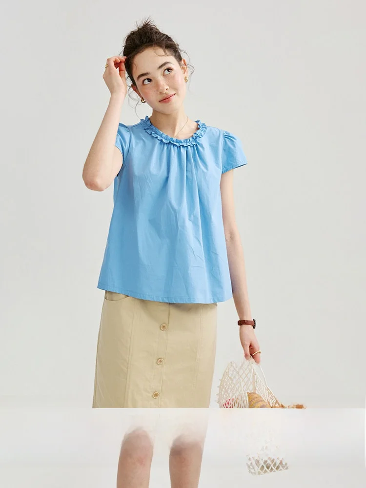 Original AMUU Blue Cotton Bubble Sleeve round Neck Shirt Women's Loose Fit Summer New Style Puffy Sleeve Top Comfortable Brea...
Original AMUU Blue Cotton Bubble Sleeve round Neck Shirt Women's Loose Fit Summer New Style Puffy Sleeve Top Comfortable Brea...