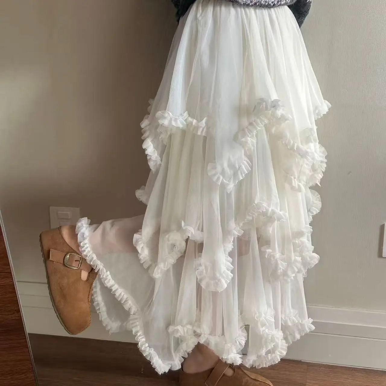 High Waist Multi-Layered Tulle Cake Skirt with Lace Hem Mid-Length Spring 2026 Ladies Casual Style Polyester Fiber Skirt
High Waist Multi-Layered Tulle Cake Skirt with Lace Hem Mid-Length Spring 2026 Ladies Casual Style Polyester Fiber Skirt