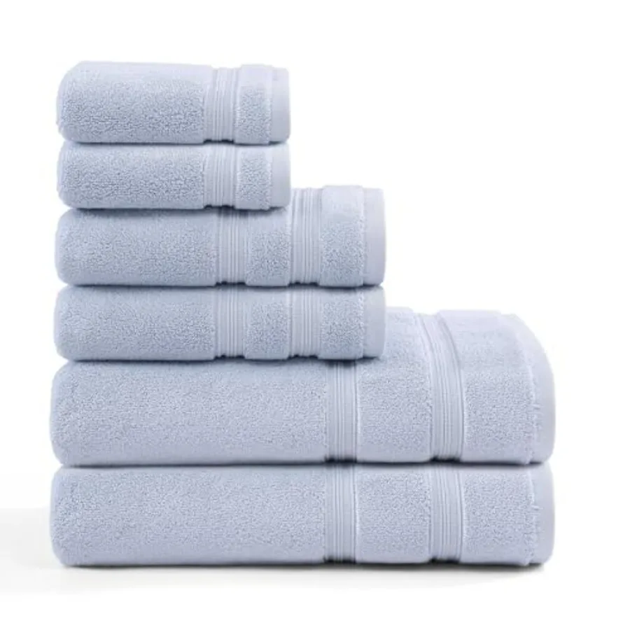 Bathroom Towel Set: Ultra-Soft Quick-Dry Zero Twist 600 GSM Plush Cotton, Harborside Solid Light Blue, 6-Piece
Bathroom Towel Set: Ultra-Soft Quick-Dry Zero Twist 600 GSM Plush Cotton, Harborside Solid Light Blue, 6-Piece