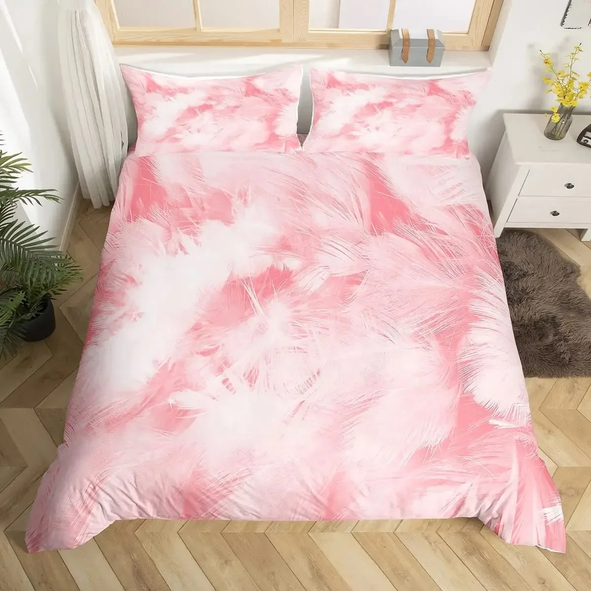 Pink Feathers Duvet Cover Set,Feather Pattern Bedding Set for Girls,Beautiful Pink Comforter Cover,Bird Quilt Cover King Size
Pink Feathers Duvet Cover Set,Feather Pattern Bedding Set for Girls,Beautiful Pink Comforter Cover,Bird Quilt Cover King Size