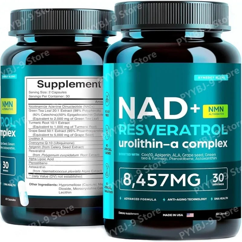 NAD Supplement 8457mg Strength NMN Alternative + Green Tea for Women & Men W/Urolithin A, Resveratrol, CoQ10, Alpha Lipoic Acid.
NAD Supplement 8457mg Strength NMN Alternative + Green Tea for Women & Men W/Urolithin A, Resveratrol, CoQ10, Alpha Lipoic Acid.