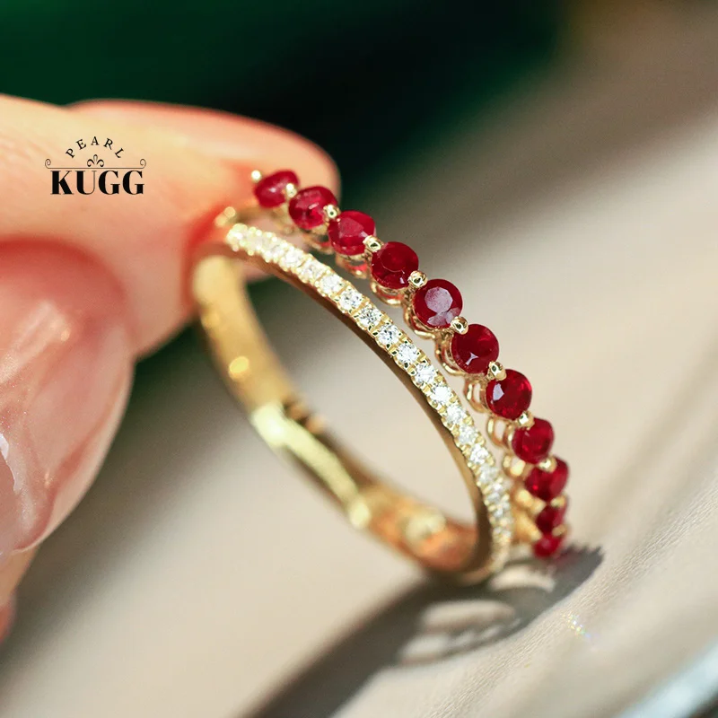 KUGG 100% 18K Yellow Gold Rings Classic Elegant Style Shiny Diamond Natural Ruby Ring for Women Wedding High Gemstone Jewelry
KUGG 100% 18K Yellow Gold Rings Classic Elegant Style Shiny Diamond Natural Ruby Ring for Women Wedding High Gemstone Jewelry