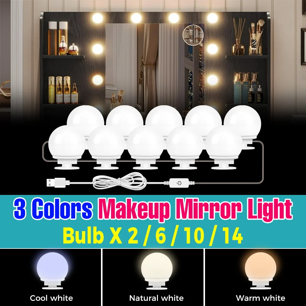 LED Mirror Light Bulbs Hollywood 3 Colors Makeup Lamp 5V Dimmable Dressing Table Bulb Bathroom Bedroom Decoration Fill Lighting
LED Mirror Light Bulbs Hollywood 3 Colors Makeup Lamp 5V Dimmable Dressing Table Bulb Bathroom Bedroom Decoration Fill Lighting