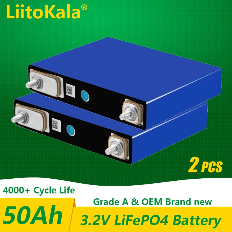 2PCS LiitoKala 3.2V 50Ah Lifepo4 Lithium Iron Phosphate High Capacity For 12V Rechargeable Battery Pack DIY Solar Energy Storage
2PCS LiitoKala 3.2V 50Ah Lifepo4 Lithium Iron Phosphate High Capacity For 12V Rechargeable Battery Pack DIY Solar Energy Storage