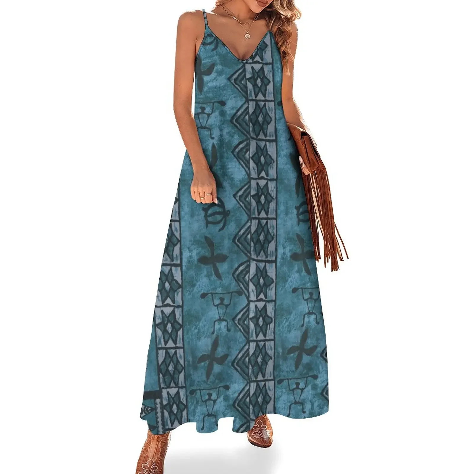 Vintage Hawaiian Tapa Ocean Blue Sleeveless Dress Women's evening dress Womens dresses
Vintage Hawaiian Tapa Ocean Blue Sleeveless Dress Women's evening dress Womens dresses