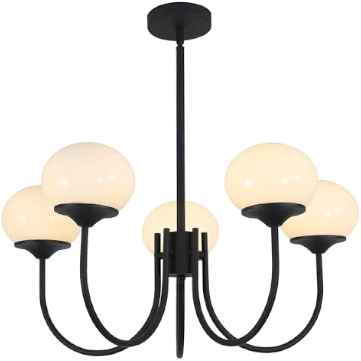 5 lights mid century chandelier light fixture black sputnik pendant lights milk glass globe chandelier adjustable modern farmho 
5 lights mid century chandelier light fixture black sputnik pendant lights milk glass globe chandelier adjustable modern farmho