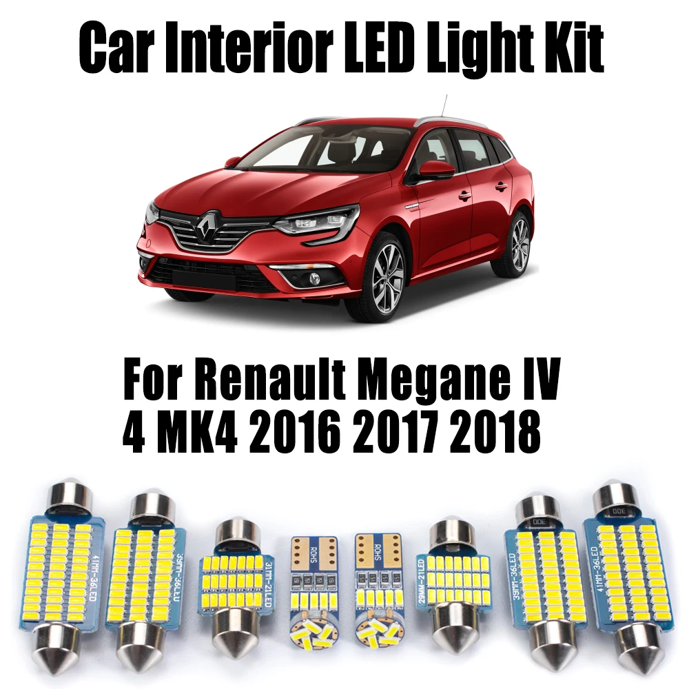 8 шт. Canbus автомобильное светодиодное внутреннее косметическое зеркало багажника, комплект освещения номерного знака для Renault Megane IV 4 MK4 2016 2017 2018 автомобильная лампа
8 шт. Canbus автомобильное светодиодное внутреннее косметическое зеркало багажника, комплект освещения номерного знака для Renault Megane IV 4 MK4 2016 2017 2018 автомобильная лампа