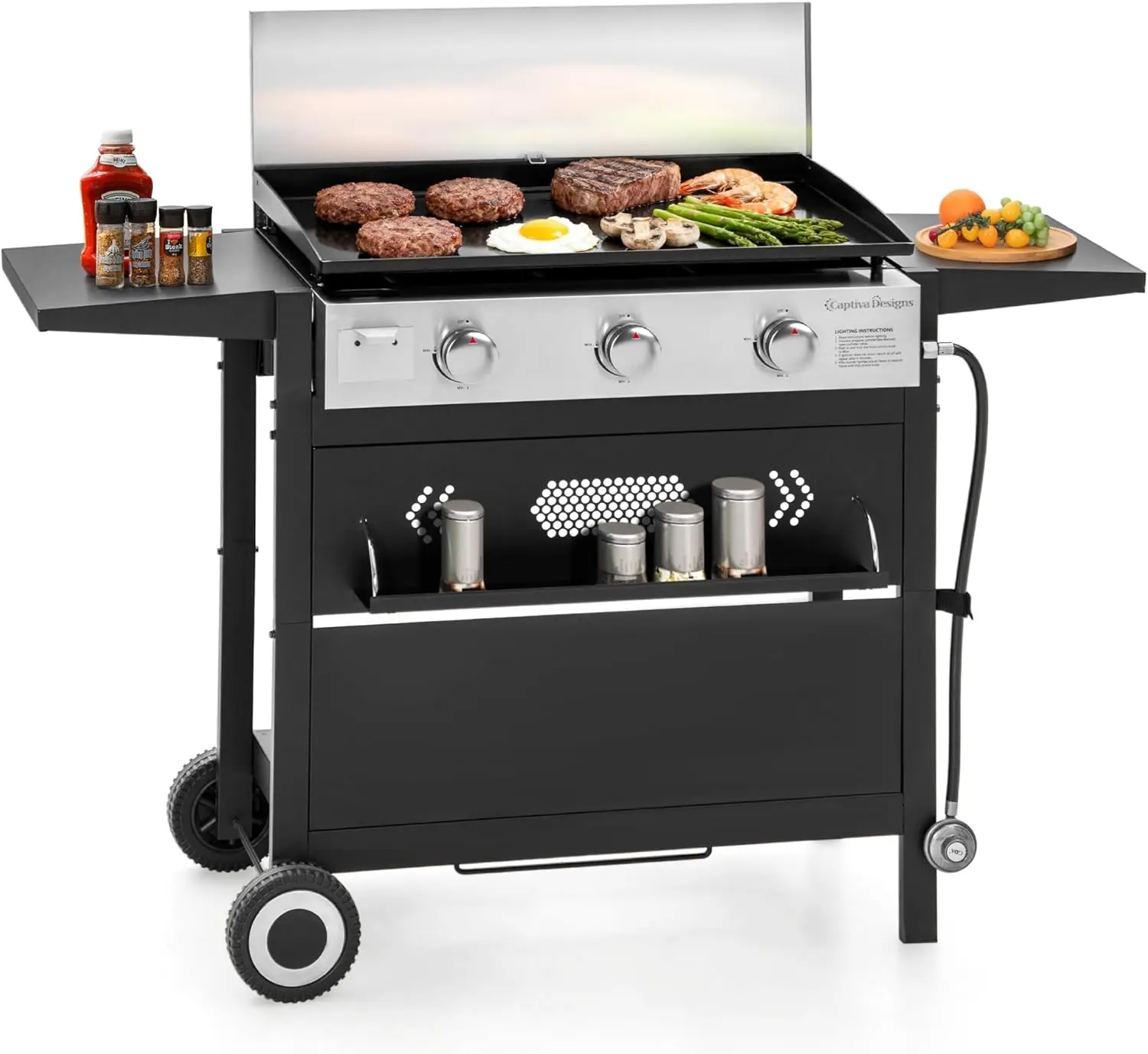 27 Inch Flat Top Propane Gas Griddle Grill, Ceramic Coated Cast Iron Pan, Outdoor Flattop Grill with Lid for Cooking
27 Inch Flat Top Propane Gas Griddle Grill, Ceramic Coated Cast Iron Pan, Outdoor Flattop Grill with Lid for Cooking