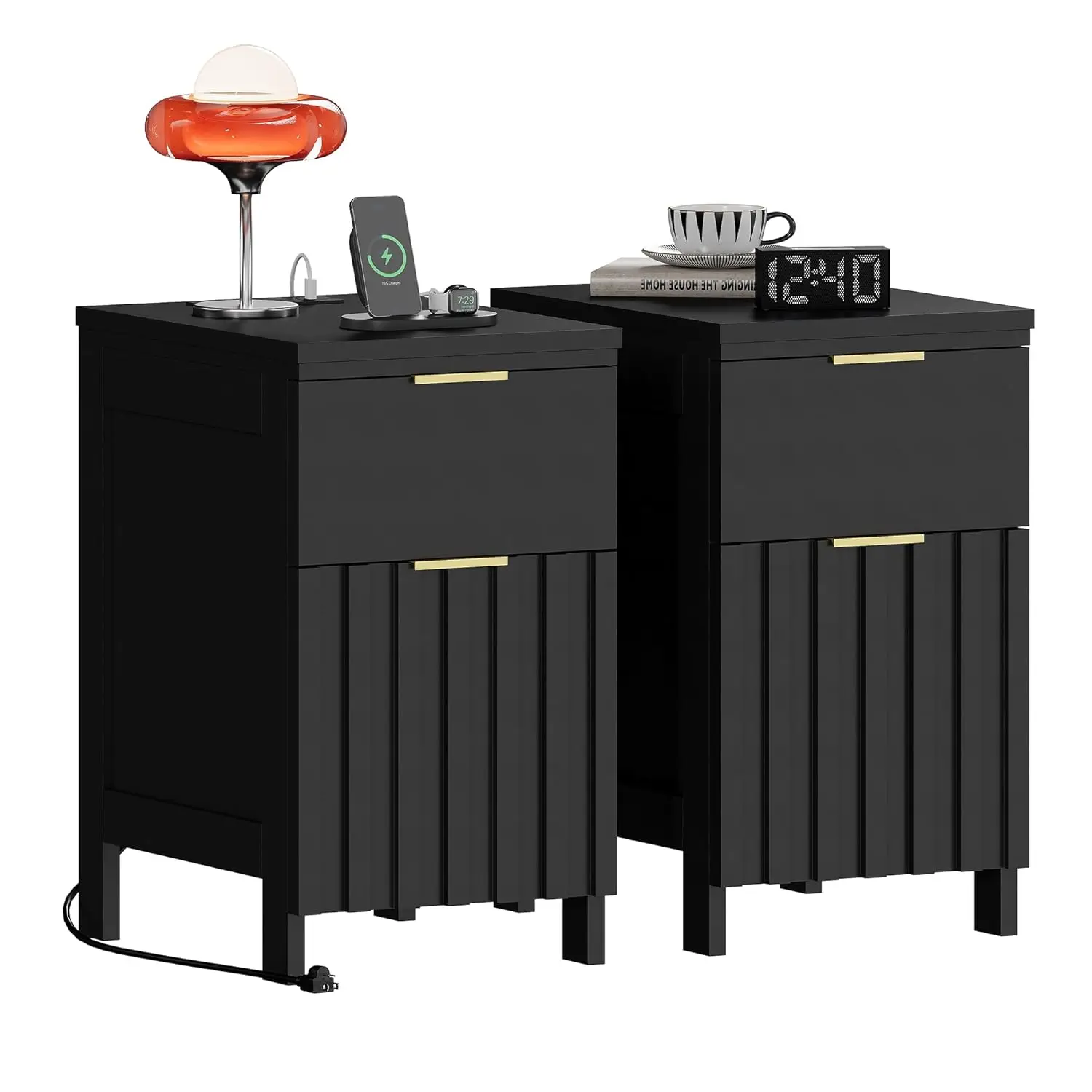 End Tables Living Room Set of 2 Narrow End Table 11.8" Nightstands Set of 2 Modern Fluted Front Bedside Tables with, Customized
End Tables Living Room Set of 2 Narrow End Table 11.8" Nightstands Set of 2 Modern Fluted Front Bedside Tables with, Customized