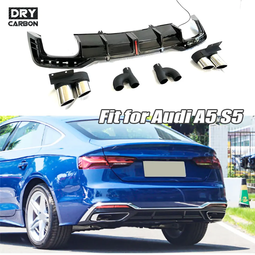Rear Diffuser With LED ABS Gloss Black For Audi A5 Sline S5 2021-2023 Rear Bumper Diffuser Spoiler With Exhaust Tips Splitters
Rear Diffuser With LED ABS Gloss Black For Audi A5 Sline S5 2021-2023 Rear Bumper Diffuser Spoiler With Exhaust Tips Splitters