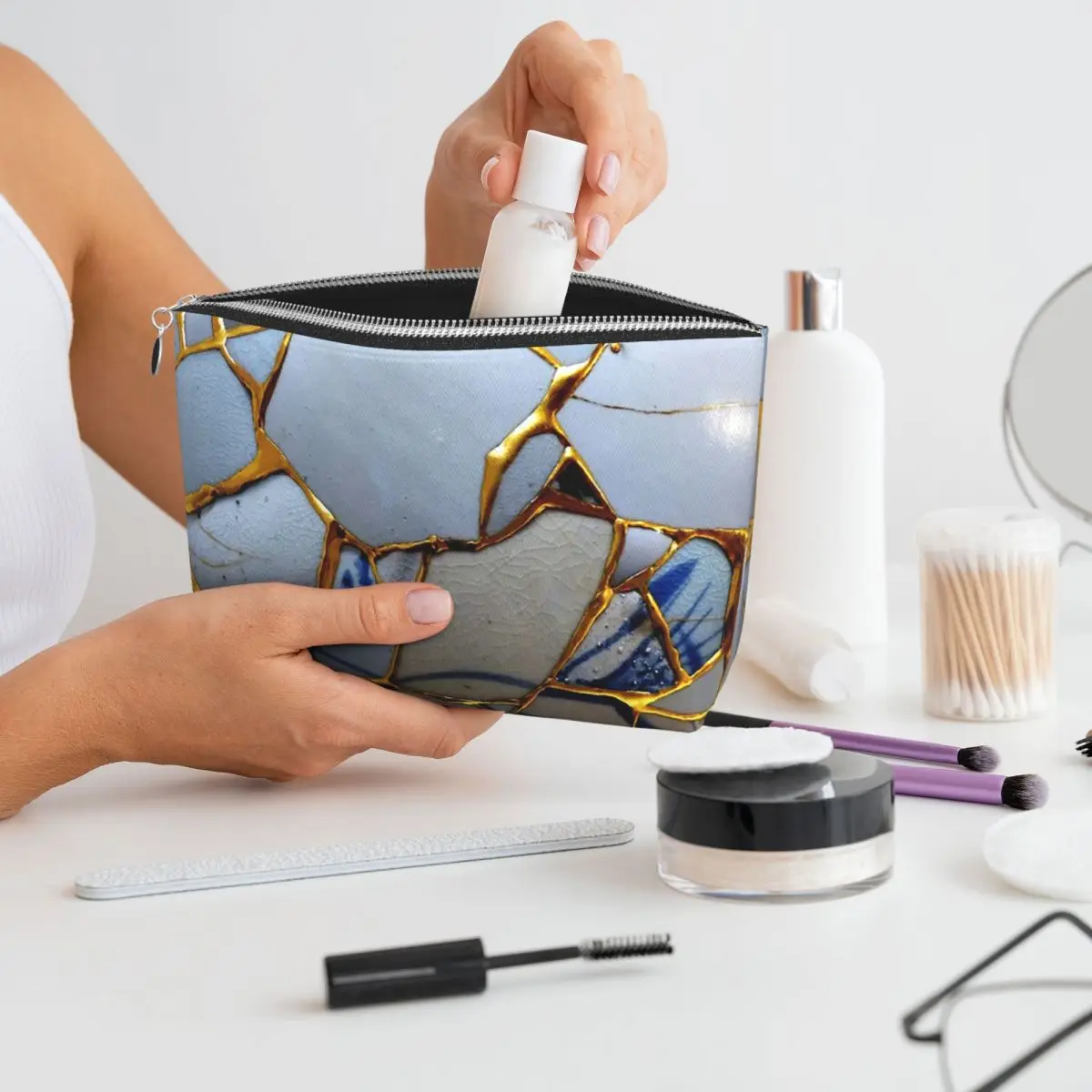 Kintsugi Women Cosmetic Bags Travel Makeup Organizer Pouch Toiletry Storage Dopp Kit Case
Kintsugi Women Cosmetic Bags Travel Makeup Organizer Pouch Toiletry Storage Dopp Kit Case
