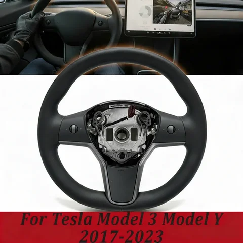 New Heated Steering Wheel Leather Car Modification Replacement Steering Wheel For Tesla Model 3 Model Y 2017-2023