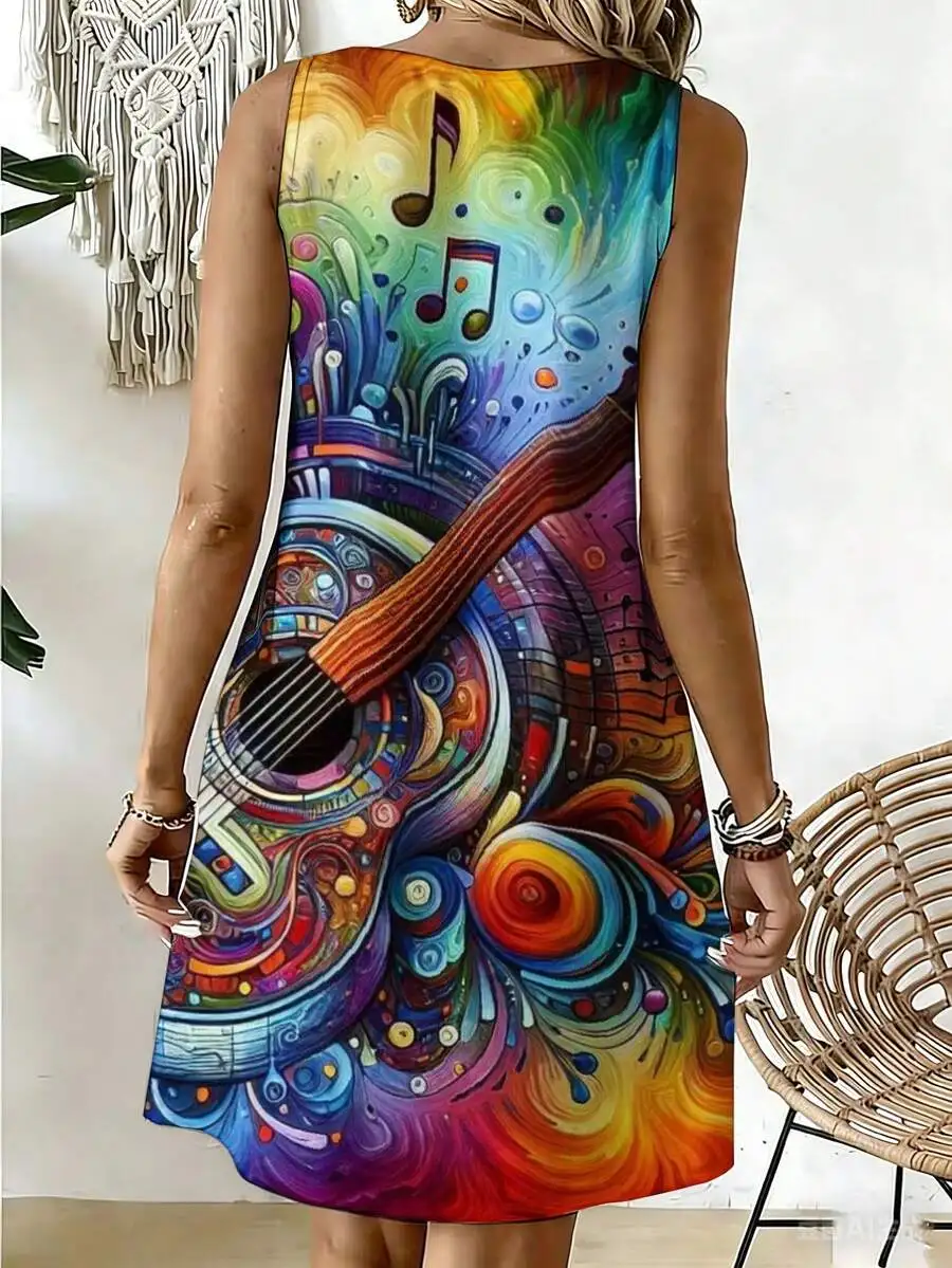 Colorful Music Guitar Print Sleeveless Mini Dress Women Boho Abstract Art Summer Casual Dress
Colorful Music Guitar Print Sleeveless Mini Dress Women Boho Abstract Art Summer Casual Dress