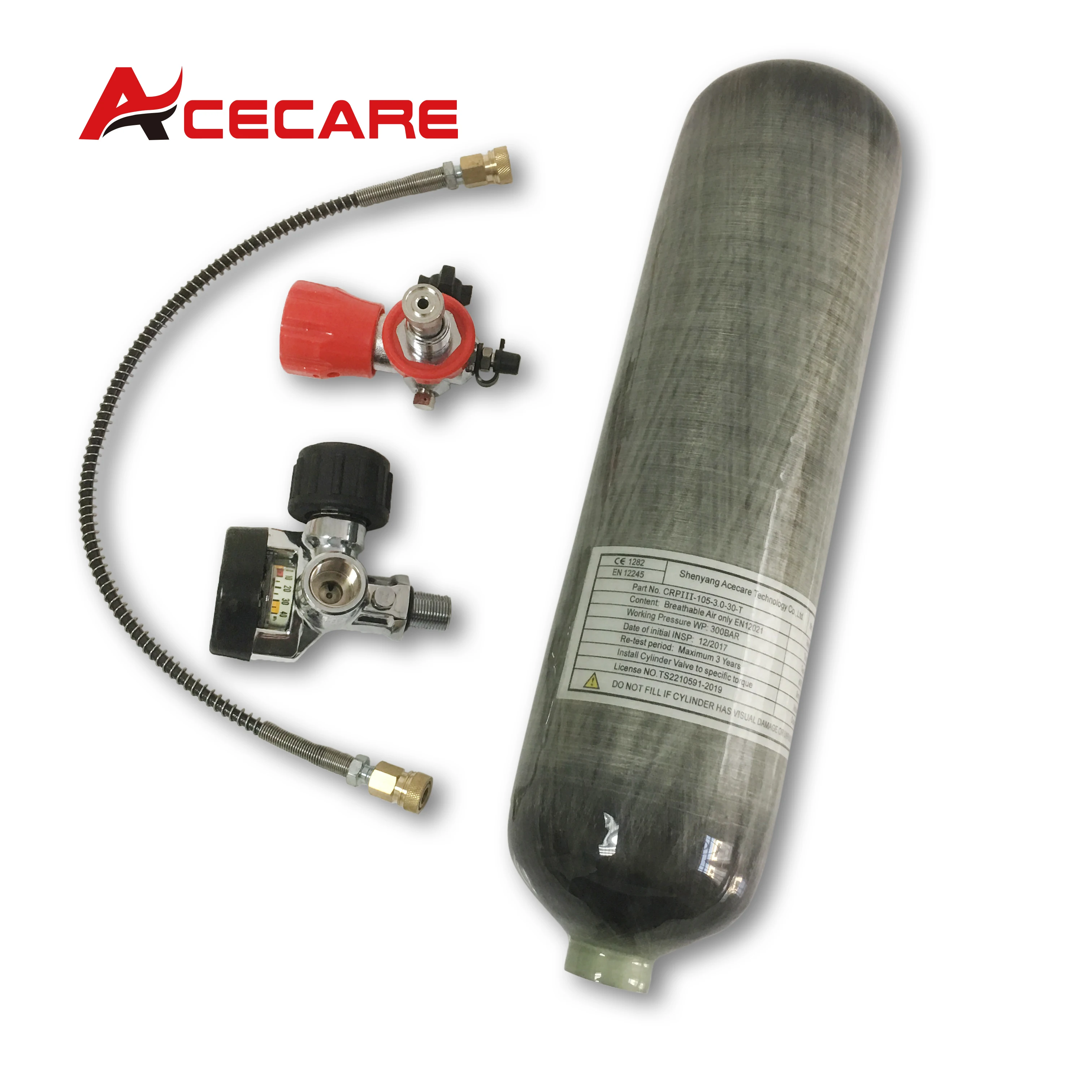 ACECARE 4500Psi 300Bar 3L Carbon Fiber Cylinder Rebreather High Pressure Air Tank with HPA Regulator Fill Station Valve Diving
ACECARE 4500Psi 300Bar 3L Carbon Fiber Cylinder Rebreather High Pressure Air Tank with HPA Regulator Fill Station Valve Diving