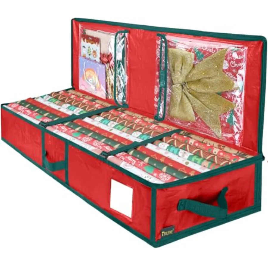 Soft Christmas Wrapping Paper Storage Bag, 40" Durable PE Gift Wrap Storage Bag with Flexible Partitions and Pockets for Ribbon
Soft Christmas Wrapping Paper Storage Bag, 40" Durable PE Gift Wrap Storage Bag with Flexible Partitions and Pockets for Ribbon