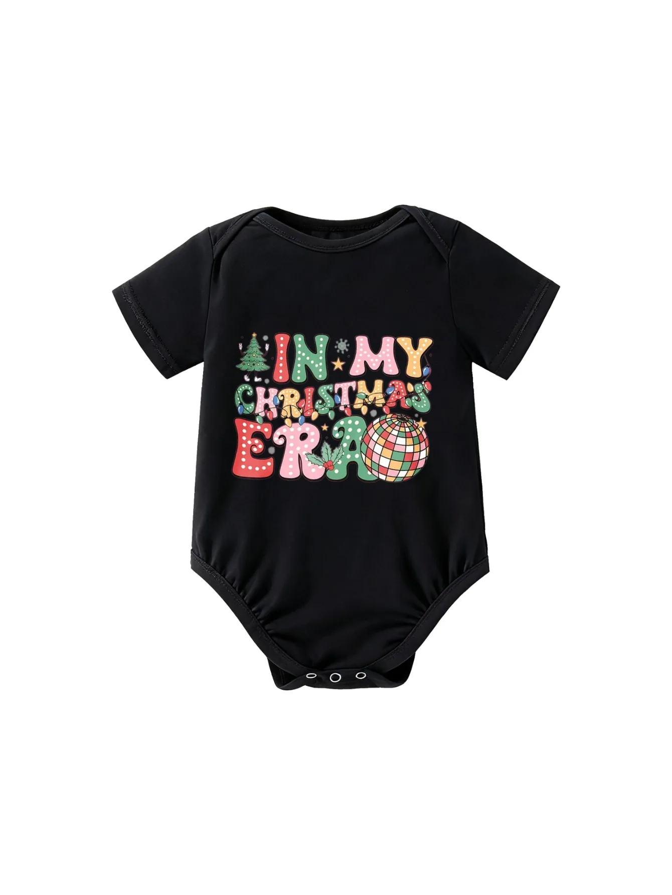 Baby Romper Short Sleeve Christmas Era with Disco Ball and Tree for Infants Boys and Girls Festive Party Wear
Baby Romper Short Sleeve Christmas Era with Disco Ball and Tree for Infants Boys and Girls Festive Party Wear